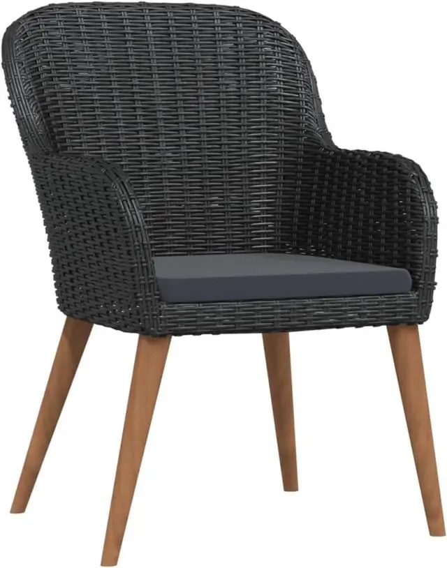 Alt view image 3 of 12 - vidaXL 3 Piece Patio Dining Set with Cushions Black