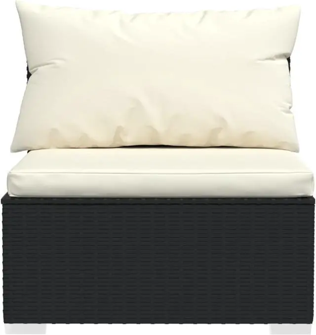 Alt view image 6 of 8 - vidaXL 4 Piece Patio Lounge Set with Cushions Poly Rattan Black