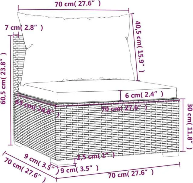 Alt view image 8 of 8 - vidaXL 4 Piece Patio Lounge Set with Cushions Poly Rattan Black