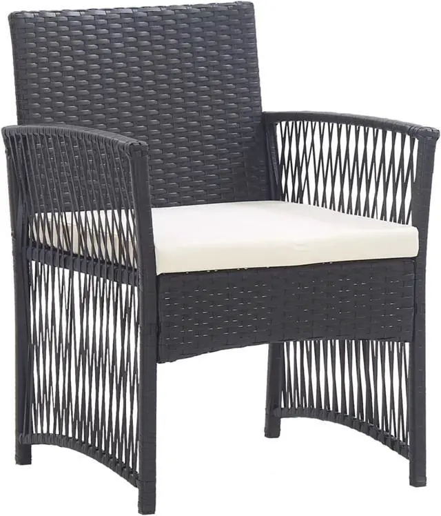 Alt view image 2 of 17 - vidaXL Patio Armchairs with Cushions 2 pcs Black Poly Rattan