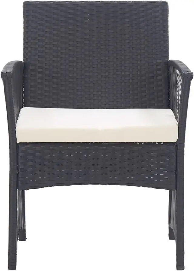 Alt view image 3 of 17 - vidaXL Patio Armchairs with Cushions 2 pcs Black Poly Rattan