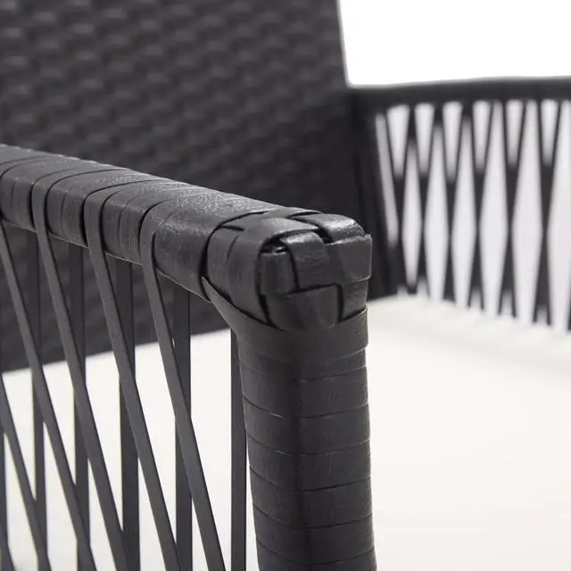 Alt view image 6 of 17 - vidaXL Patio Armchairs with Cushions 2 pcs Black Poly Rattan