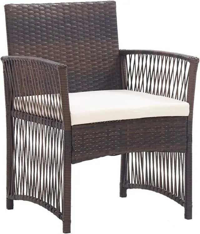 Alt view image 2 of 17 - vidaXL Patio Armchairs with Cushions 2 pcs Brown Poly Rattan