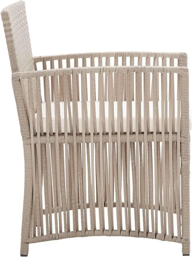 Alt view image 4 of 18 - vidaXL Patio Armchairs with Cushions 2 pcs Beige Poly Rattan