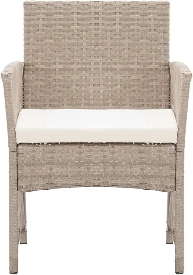Alt view image 3 of 18 - vidaXL Patio Armchairs with Cushions 2 pcs Beige Poly Rattan