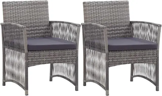 Main image of vidaXL Patio Armchairs with Cushions 2 pcs Anthracite Poly Rattan