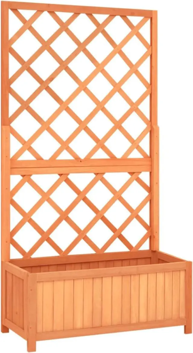 Alt view image 16 of 18 - vidaXL Planter Flower Box Trellis Raised Bed Outdoor Planter Solid Firwood