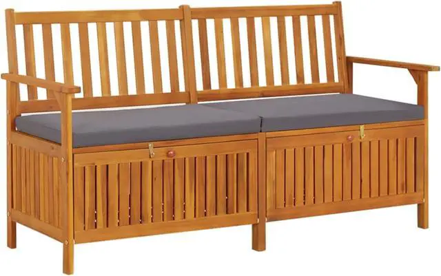Main image of vidaXL Storage Bench with Cushion 58.3" Solid Wood Acacia