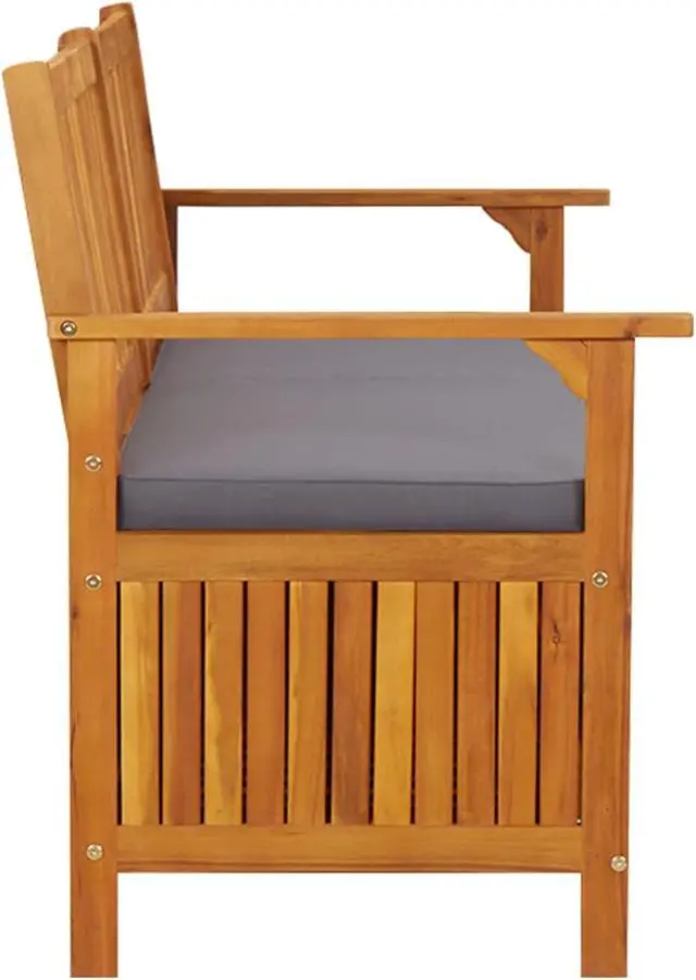 Alt view image 4 of 13 - vidaXL Storage Bench with Cushion 58.3" Solid Wood Acacia