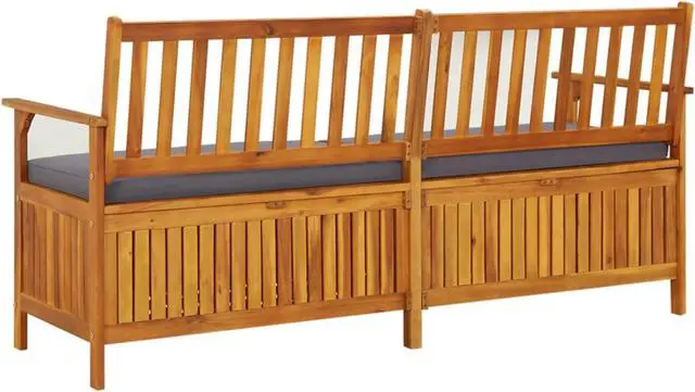 Alt view image 5 of 13 - vidaXL Storage Bench with Cushion 66.9" Solid Wood Acacia