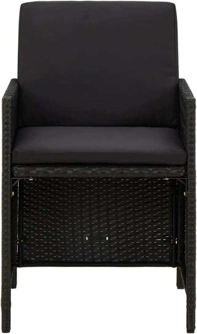 Alt view image 3 of 17 - vidaXL Garden Chair Set of 4 Black PE rattan Standard
