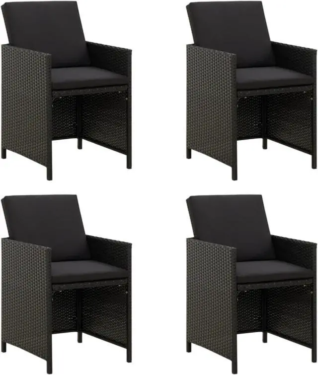 Main image of vidaXL Garden Chair Set of 4 Black PE rattan Standard