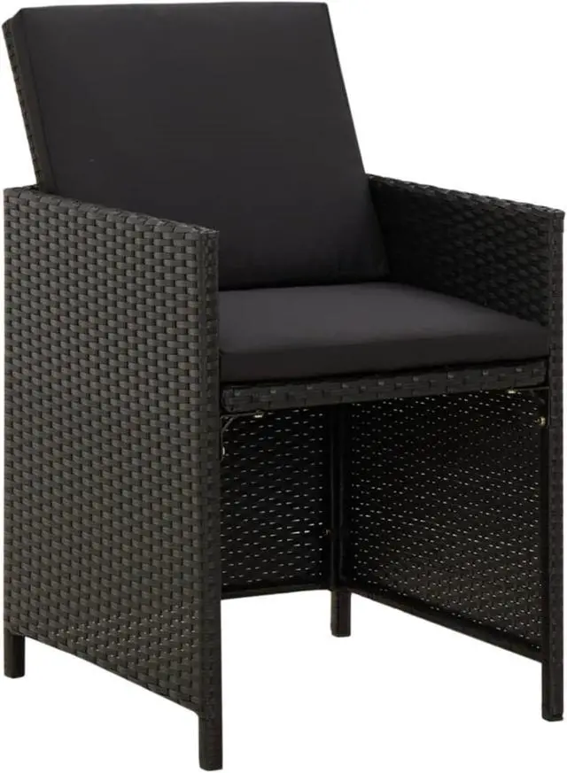Alt view image 2 of 17 - vidaXL Garden Chair Set of 4 Black PE rattan Standard