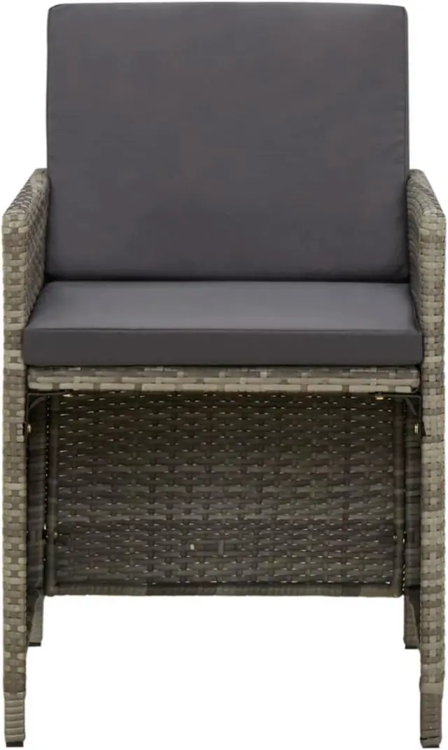 Alt view image 3 of 17 - vidaXL Garden Chair Set of 4 Grey PE rattan, powder-coated steel, fabric