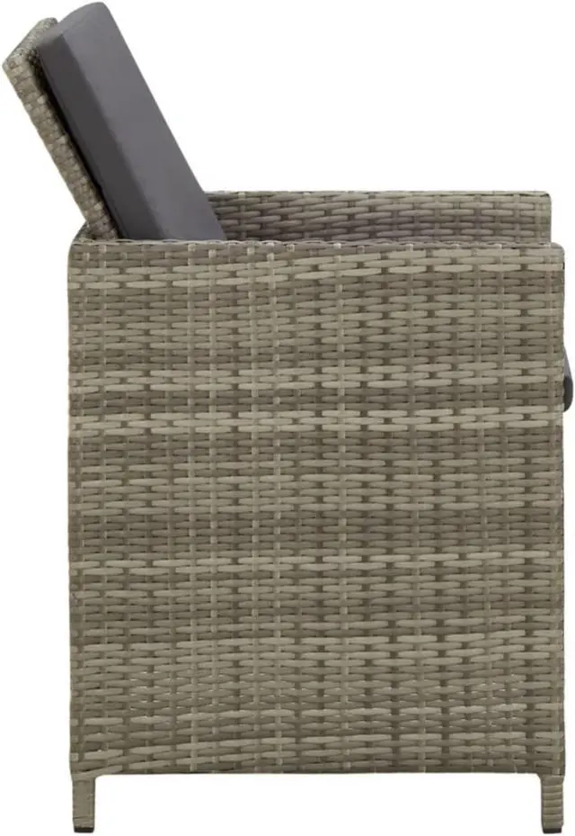 Alt view image 4 of 17 - vidaXL Garden Chair Set of 4 Grey PE rattan, powder-coated steel, fabric