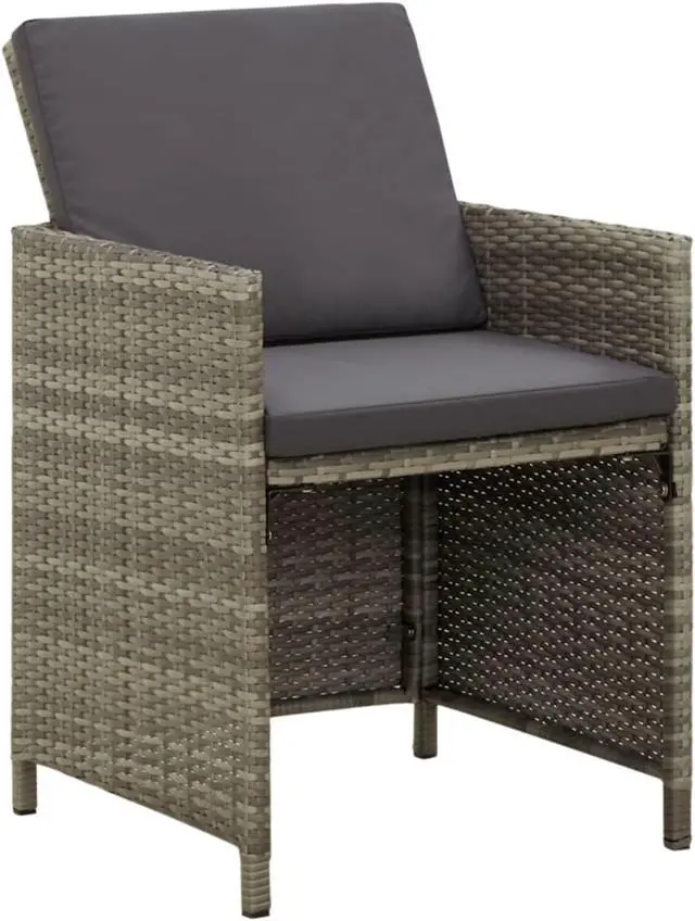Alt view image 2 of 17 - vidaXL Garden Chair Set of 4 Grey PE rattan, powder-coated steel, fabric