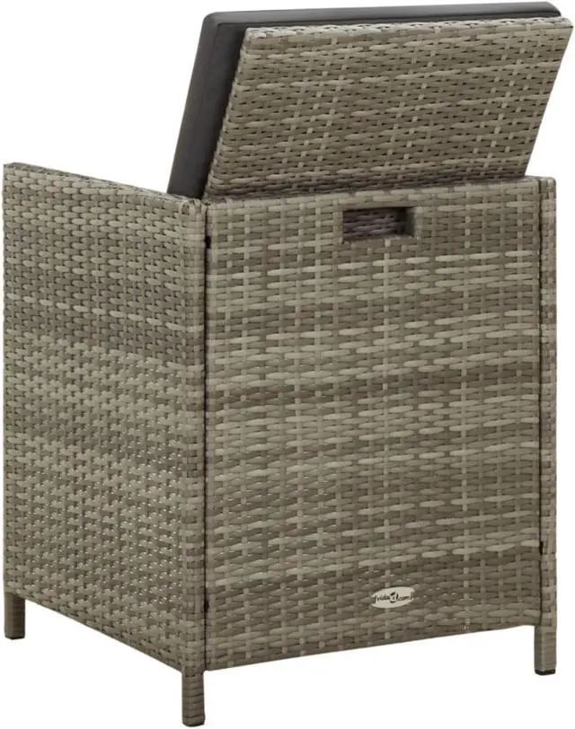 Alt view image 5 of 17 - vidaXL Garden Chair Set of 4 Grey PE rattan, powder-coated steel, fabric