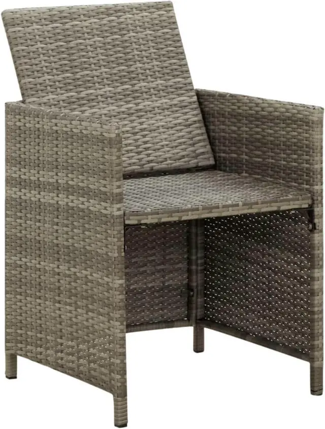 Alt view image 6 of 17 - vidaXL Garden Chair Set of 4 Grey PE rattan, powder-coated steel, fabric