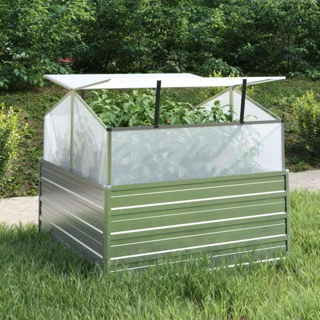 Main image of vidaXL Cold Frame Raised Garden Bed with Cover Greenhouse Galvanized Steel