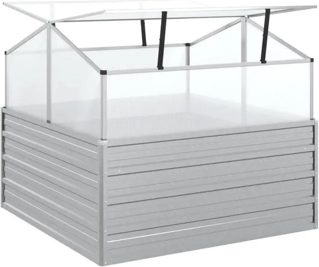 Alt view image 6 of 18 - vidaXL Cold Frame Raised Garden Bed with Cover Greenhouse Galvanized Steel