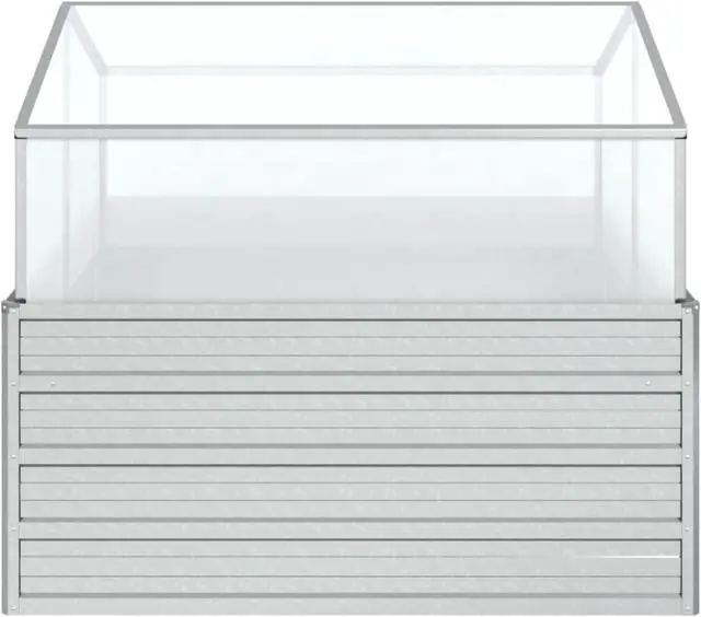 Alt view image 4 of 18 - vidaXL Cold Frame Raised Garden Bed with Cover Greenhouse Galvanized Steel