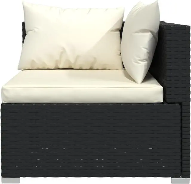Alt view image 9 of 9 - vidaXL 4 Piece Patio Lounge Set with Cushions Black Poly Rattan