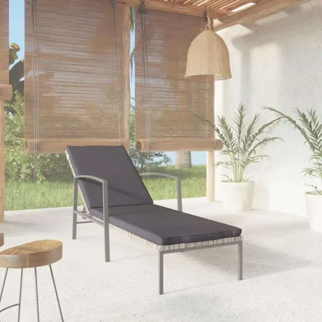 Main image of vidaXL Patio Sun Lounger with Cushion Poly Rattan Gray
