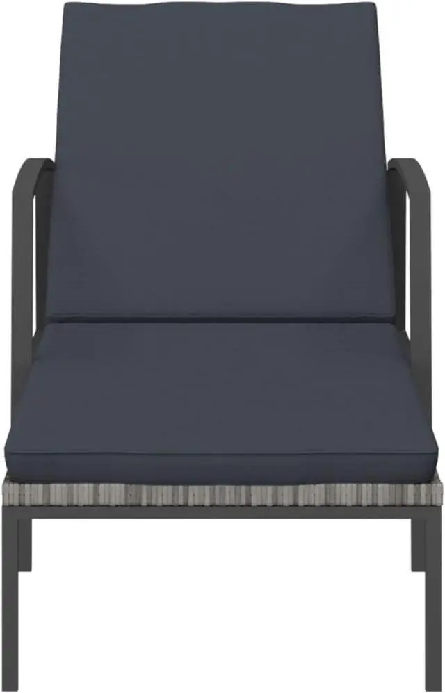 Alt view image 3 of 18 - vidaXL Patio Sun Lounger with Cushion Poly Rattan Gray
