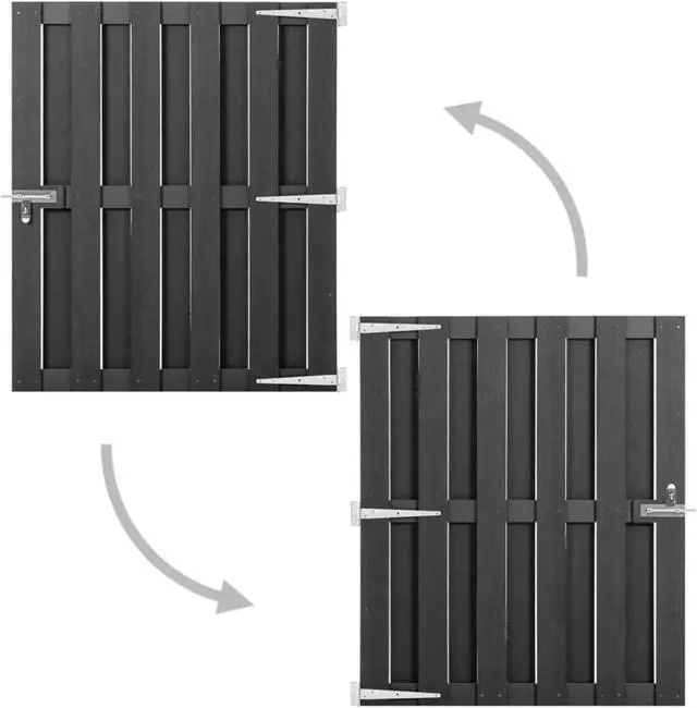 Alt view image 2 of 12 - vidaXL Garden Gate WPC 39.4"x44.1" Gray