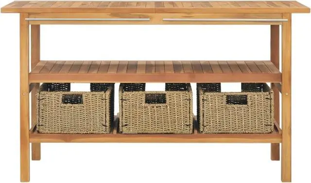 Alt view image 4 of 13 - vidaXL Bathroom Vanity Cabinet with 3 Baskets Solid Wood Teak 52"x17.7"x29.5"