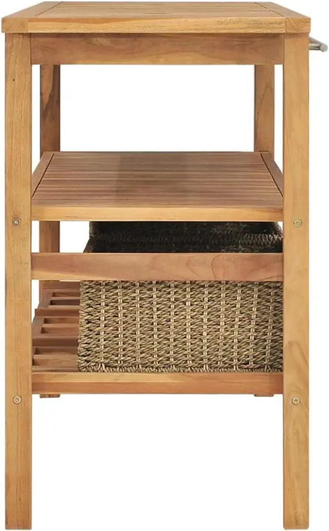 Alt view image 5 of 13 - vidaXL Bathroom Vanity Cabinet with 3 Baskets Solid Wood Teak 52"x17.7"x29.5"