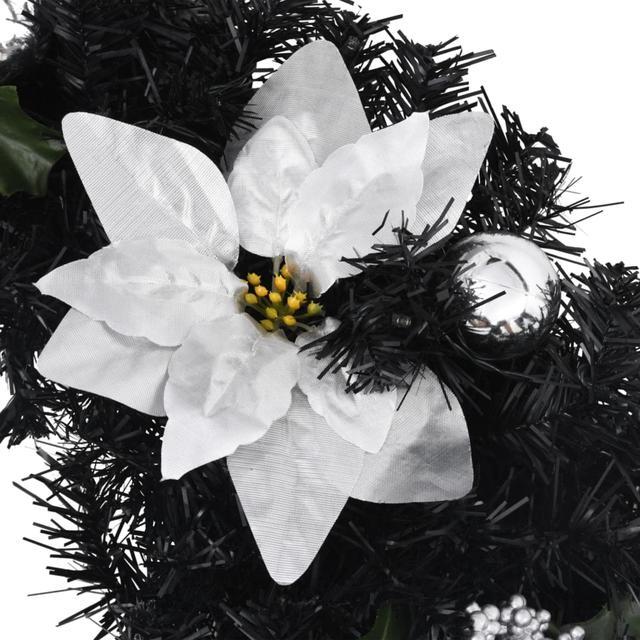 Alt view image 4 of 14 - vidaXL Christmas Wreath with LED Lights Black 23.6" PVC