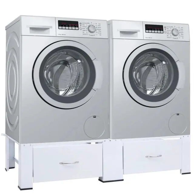 Alt view image 2 of 9 - vidaXL Washing and Drying Machine Pedestal with Pull-out Shelves White