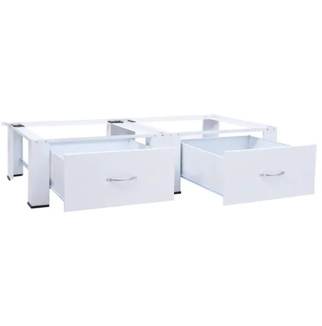 Alt view image 4 of 9 - vidaXL Washing and Drying Machine Pedestal with Pull-out Shelves White