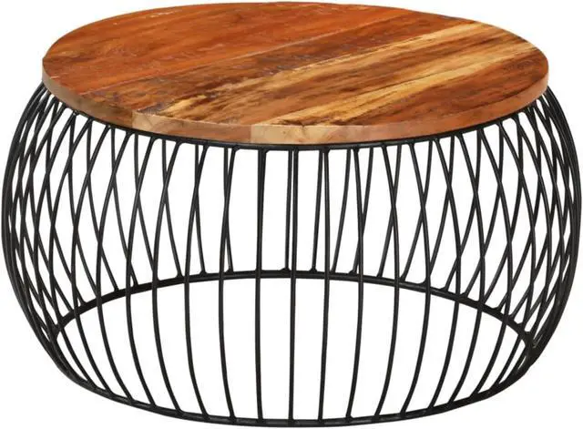 Alt view image 5 of 15 - vidaXL Coffee Table Vintage Round End Table Side Table Solid Reclaimed Wood