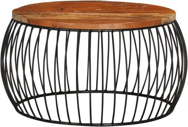 Alt view image 6 of 15 - vidaXL Coffee Table Vintage Round End Table Side Table Solid Reclaimed Wood