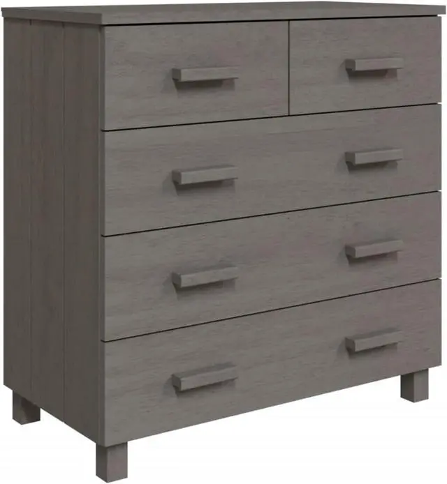 Alt view image 5 of 14 - vidaXL Sideboard HAMAR Light Gray 31.1"x15.7"x31.5" Solid Wood Pine