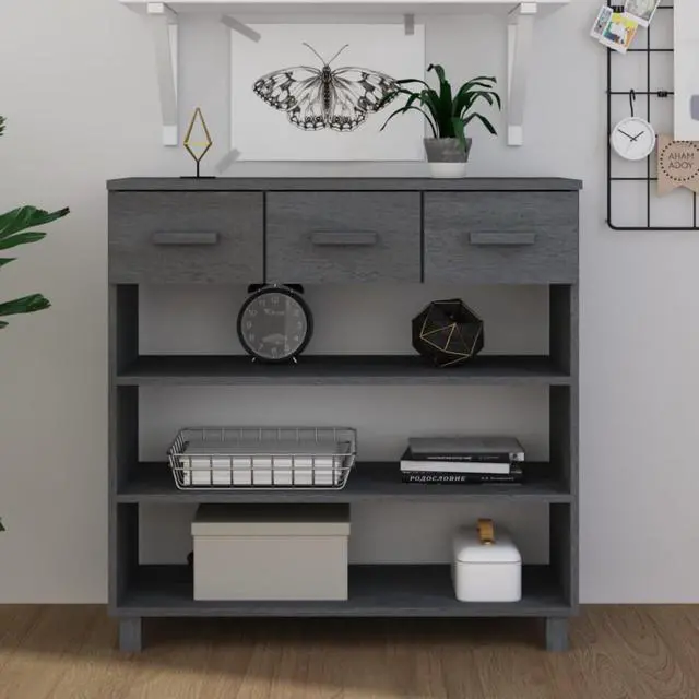 Main image of vidaXL Console Table Dark Gray 35.4"x13.8"x35.4" Solid Wood Pine