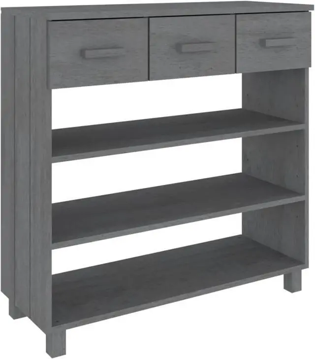Alt view image 2 of 12 - vidaXL Console Table Dark Gray 35.4"x13.8"x35.4" Solid Wood Pine