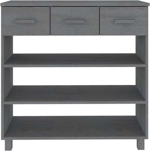 Alt view image 5 of 12 - vidaXL Console Table Dark Gray 35.4"x13.8"x35.4" Solid Wood Pine
