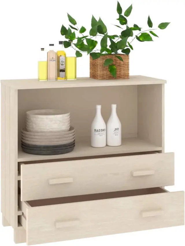 Alt view image 8 of 16 - vidaXL Sideboard HAMAR Honey Brown 33.5"x13.8"x31.5" Solid Wood Pine