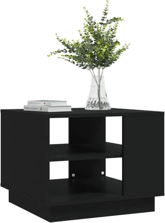 Alt view image 4 of 13 - vidaXL Coffee Table Black 21.7"x21.7"x21.7" Chipboard