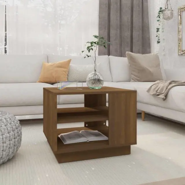 Alt view image 6 of 16 - vidaXL Coffee Table Brown Oak Engineered Wood Side Tea Sofa Table Furniture