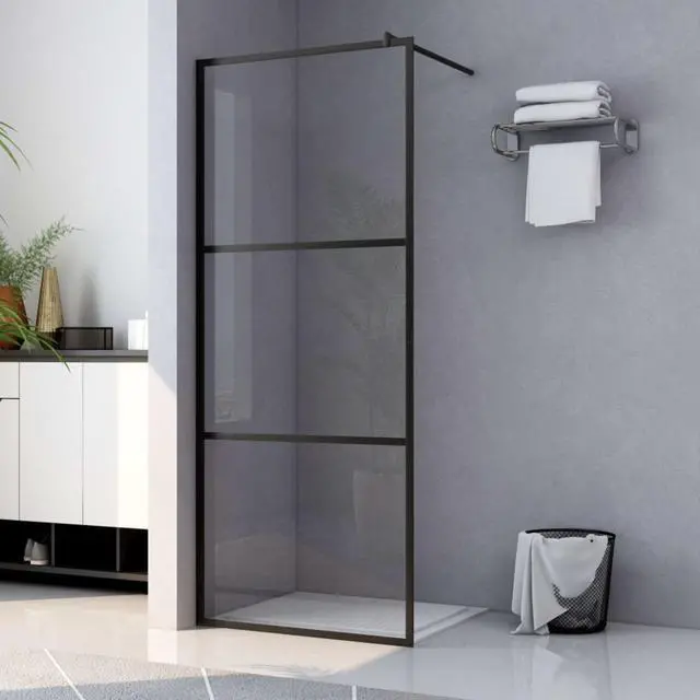 Main image of vidaXL Walk-in Shower Wall with Clear ESG Glass Black 35.4"x76.8"