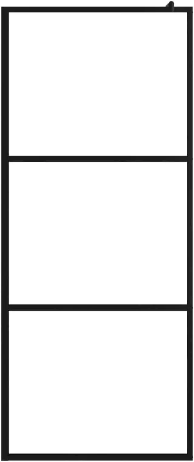 Alt view image 4 of 11 - vidaXL Walk-in Shower Wall with Clear ESG Glass Black 35.4"x76.8"