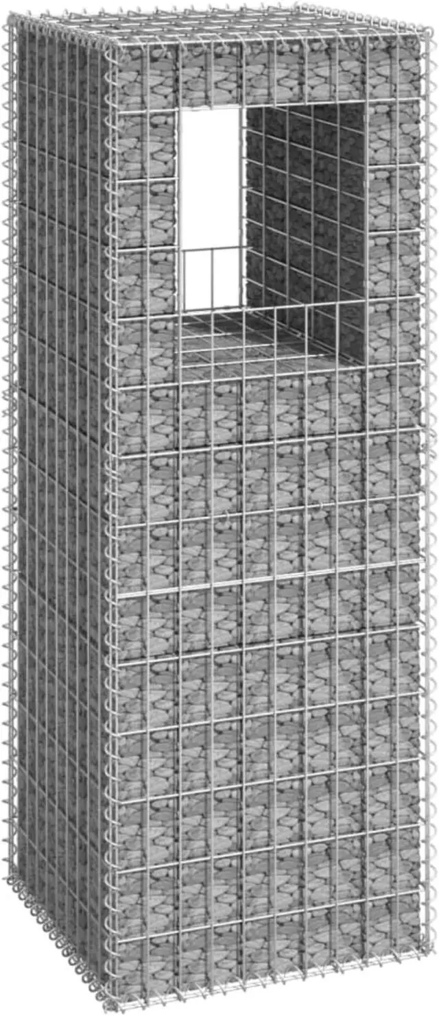 Alt view image 3 of 12 - vidaXL Gabion Basket Post 19.7"x19.7"x55.1" Iron