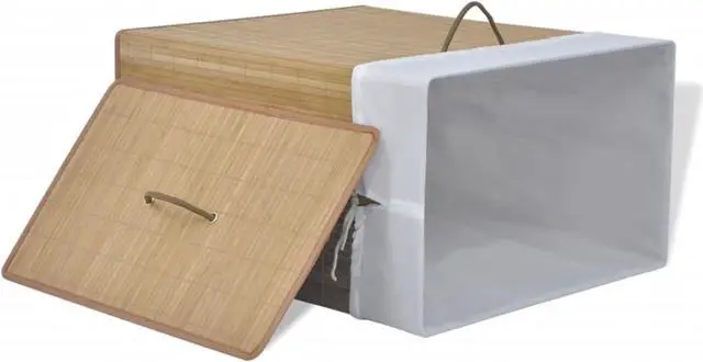 Alt view image 4 of 11 - vidaXL Bamboo Laundry Bin Rectangular Natural