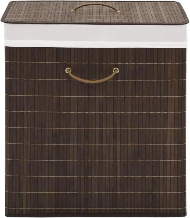 Main image of vidaXL Bamboo Laundry Bin Rectangular Dark Brown