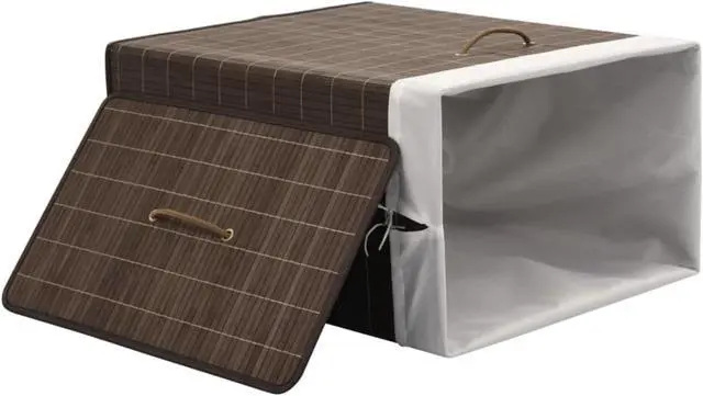 Alt view image 4 of 11 - vidaXL Bamboo Laundry Bin Rectangular Dark Brown