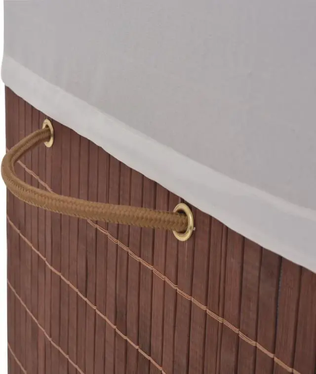 Alt view image 2 of 10 - vidaXL Bamboo Laundry Bin Rectangular Brown
